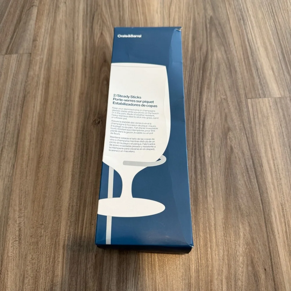 NWT Crate&Barrel Wine Glass Holder Stakes 2pk